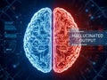Digital Brain with Circuitry and Hallucinated Output Text Royalty Free Stock Photo