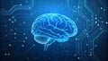 Digital Brain Circuitry and Neural Network Visualization Royalty Free Stock Photo