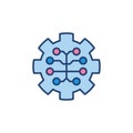 Digital Brain in Cog-Wheel colored vector icon. AI symbol