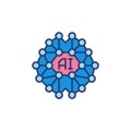 Digital Brain colored vector icon - AI modern symbol