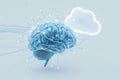 Digital brain connected to cloud with glowing neural network Royalty Free Stock Photo