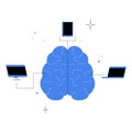 Digital Brain Connected To Devices In Flat Vector Illustration Symbolizing Artificial Intelligence, Neural Networks, And Royalty Free Stock Photo