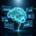 Digital Brain with Data Analysis Dashboards Royalty Free Stock Photo