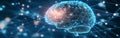 A digital brain is depicted with glowing connections representing neural networks, illustrating the complexity of