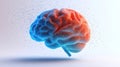 Digital brain dissolving, data particles, white background, neuroscience concept Royalty Free Stock Photo