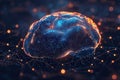 Digital Brain with Flowing Data Streams: AI Neural Network Visualization for Tech Design Royalty Free Stock Photo
