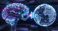 Digital brain and global network connection symbolizing ai and future technology Royalty Free Stock Photo