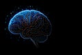 Digital brain with glowing blue circuits and binary numbers, big data analytics, technology, information processing, artificial Royalty Free Stock Photo