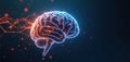 Digital brain with glowing lines and connections. Abstract AI network visualization. Futuristic technology concept for Royalty Free Stock Photo