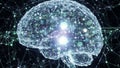 Digital brain with glowing nodes and network connections Royalty Free Stock Photo