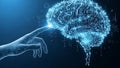 Digital Brain and Hand Interaction Royalty Free Stock Photo