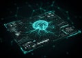 Digital Brain Hologram on Futuristic Interface Royalty Free Stock Photo
