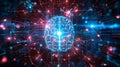 Digital brain illustration with neural activity, abstract artificial intelligence representation Royalty Free Stock Photo