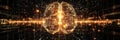 A digital brain intertwined with glowing circuits and data patterns, representing technology in a futuristic setting Royalty Free Stock Photo