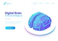 Digital Brain Isometric flat vector. Artificial in Royalty Free Stock Photo