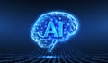 Digital brain with letters AI. Artificial intelligence, Brain science, Nervous system