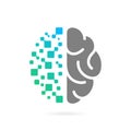 digital pixel brain logo design concept