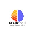 Digital brain logo design. tech brain logo stock template