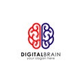 Digital brain logo design template. electric brain logo vector i