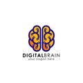 Digital brain logo design template. smart brain logodesign. smart tech logo Royalty Free Stock Photo