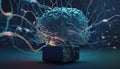 Digital brain machine - Artificial intelligence - generative AI, AI generated Royalty Free Stock Photo