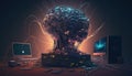 Digital brain machine - Artificial intelligence - generative AI, AI generated Royalty Free Stock Photo