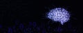 Digital brain made of glowing neural lines and binary code background. Artificial intelligence, intelligent data network, and Royalty Free Stock Photo