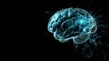 A digital brain merges seamlessly with circuits and holographic elements, symbolizing the fusion of biology and