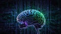 Digital Brain Network: Glowing AI Neural Pathways and Data Streams Royalty Free Stock Photo