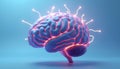 Digital Brain with Neural Connections Against a Light Blue Background Representing Artificial Intelligence Innovation Brain Royalty Free Stock Photo