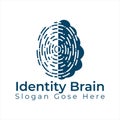 Digital brain plus fingerprint vector template design. Royalty Free Stock Photo