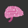 Digital brain printed circuit. Brains computer system. technology Vector illustration Royalty Free Stock Photo