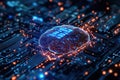 Digital brain representation over a circuit board background showcasing artificial intelligence technology Royalty Free Stock Photo