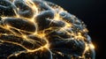 Digital Brain Scan Visualization Showcases Glowing Neural Connections in Dark Gradient, Highlighting Neural Activity Royalty Free Stock Photo