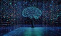 Digital brain structure illuminated by colorful data streams Royalty Free Stock Photo