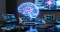 Artificial Intelligence Brain Research Interface Royalty Free Stock Photo