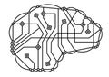 Digital brain, thin line icon. Memory symbol. Electronic circuit brain. Tech logo design.