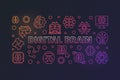 Digital Brain vector creative horizontal banner in line style
