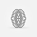 Digital Brain vector outline icon. Cyberbrain concept line sign