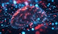 Digital brain visualization with glowing connections and vibrant colors Royalty Free Stock Photo
