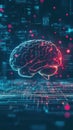 Digital Brain Visualization with Neon Lights and Data Patterns, Representing Artificial Intelligence and Neural Networks Royalty Free Stock Photo