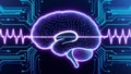 Digital Brainwave Pattern with Interconnected Circuits - Futuristic AI Design