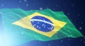 Digital Brazil flag composed of flowing bright dots against a deep blue gradient background Royalty Free Stock Photo