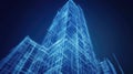 Digital building blueprint constructing architecture and network structure Royalty Free Stock Photo