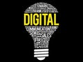 DIGITAL bulb word cloud collage Royalty Free Stock Photo