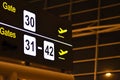 Digital bulletin board with airport gateway signs