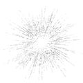 Digital burst pattern with multiple dots. Explosion consist of black particles isolated on white background. Futuristic