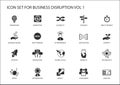 Digital business disruption icon set