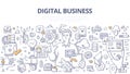 Digital Business Doodle Banner Royalty Free Stock Photo