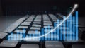 Digital business growth concept with keyboard background featuring upward trend graph and data visualization for Royalty Free Stock Photo
